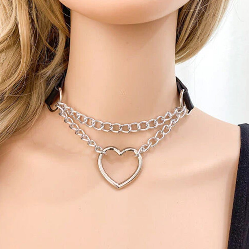 Heart Chain Choker Necklace